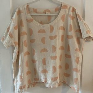 PO-EM Handmade Hand-stamped Organic Cotton Natural Dyed Top Block Print